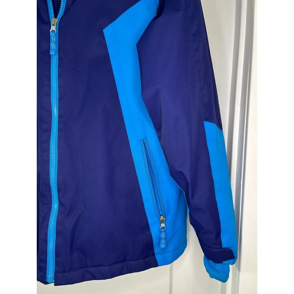 Lands End Kids Youth Ski Snow Hooded Jacket Blue Large 14‎ 16 Insulated Coat